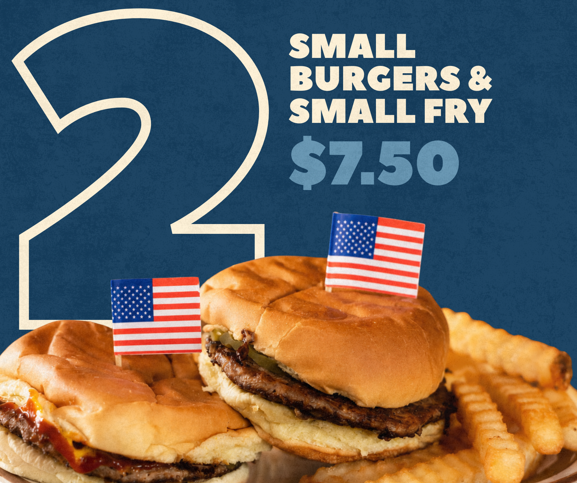 Two cheeseburgers and a small fry